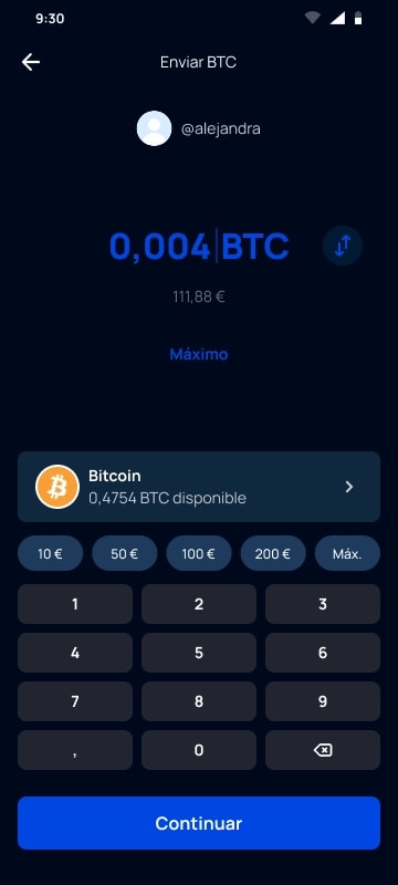 Pantalla de importe de pago