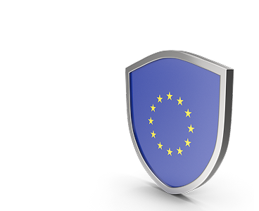 Escudo con bandera de la Unión Europea representando cumplimiento con regulaciones MiCA desde 2014