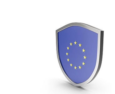 Escudo con bandera de la Unión Europea representando cumplimiento con regulaciones MiCA desde 2014