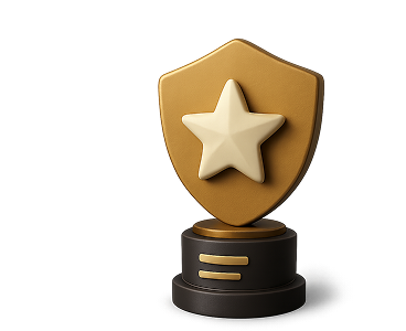 Escudo dorado con estrella representando reconocimiento a la excelencia en cumplimiento normativo