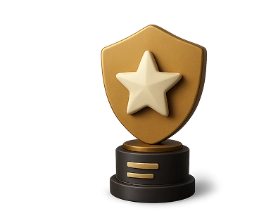 Escudo dorado con estrella representando reconocimiento a la excelencia en cumplimiento normativo