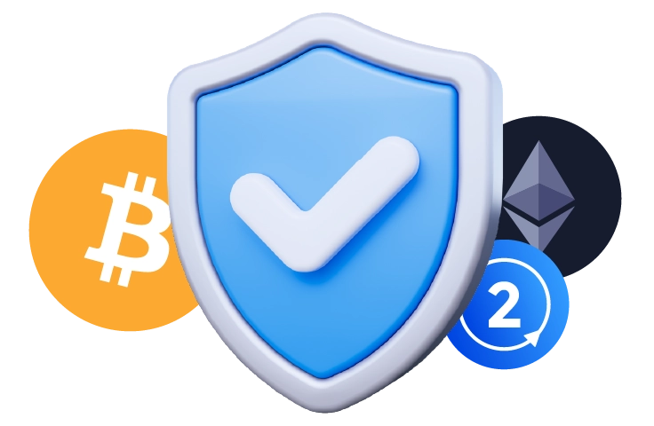Imagen de un escudo de seguridad que representa la compra y venta de criptomonedas